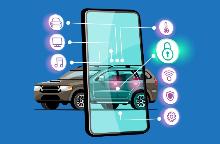 Illustration of connected vehicle systems and digital integration 