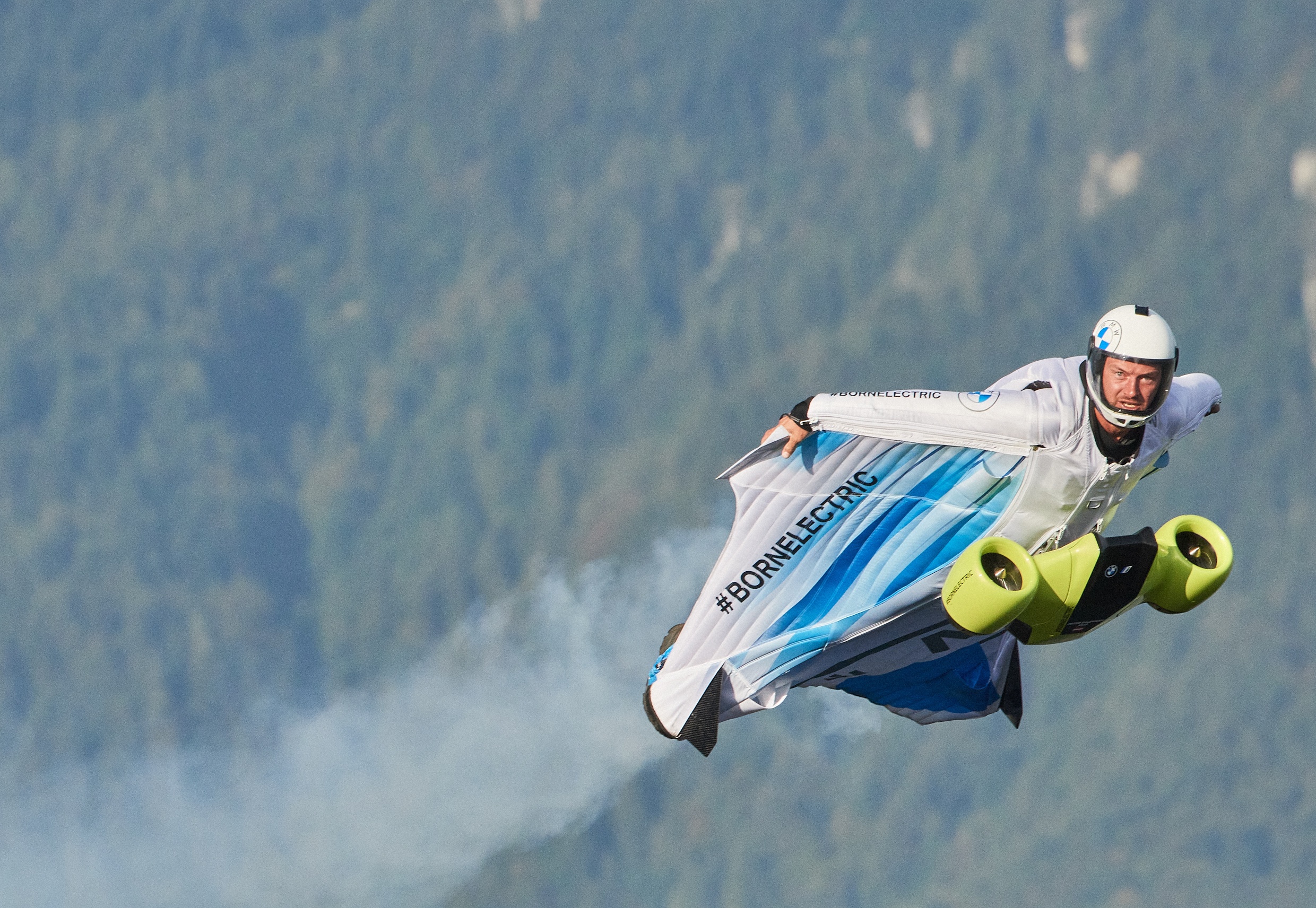 The first electrified wingsuit flight, powered by BMW i