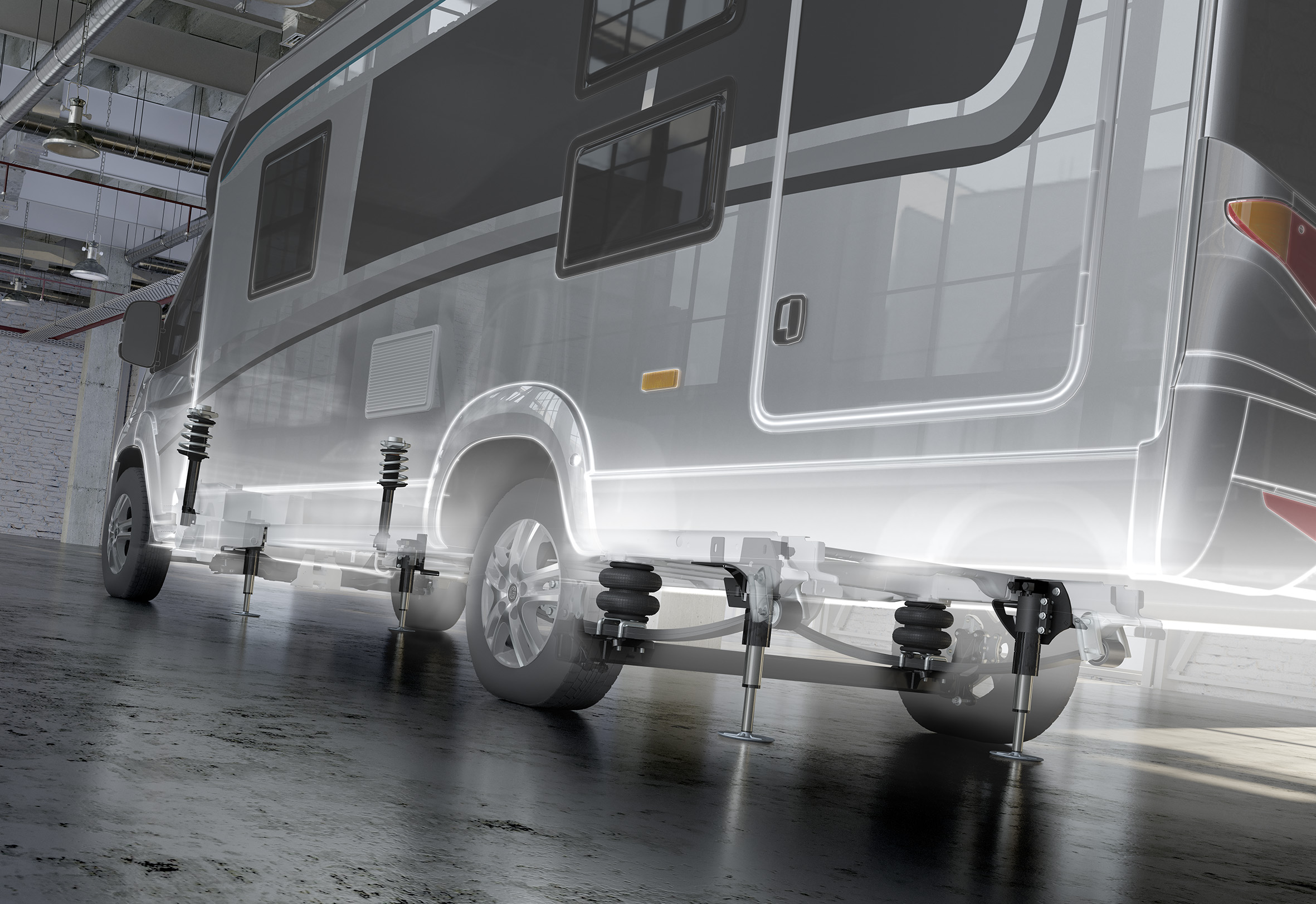 Retrofittable chassis solutions for overloaded transporter vans, commercial vehicles and special vehicles